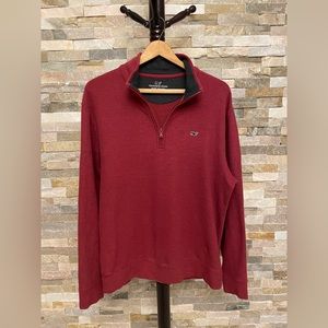 Vineyard Vines Men’s 1/4 Zip Pullover Sweater Red Pima Cotton Size Medium